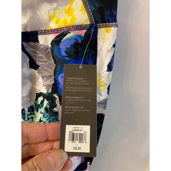Old navy active compression pants large new blue flowers NEW L - Picture 5 of 8